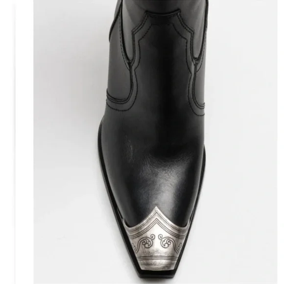 Free People Brayden Western Boots black leather.  Size 37.5 - Picture 6 of 15